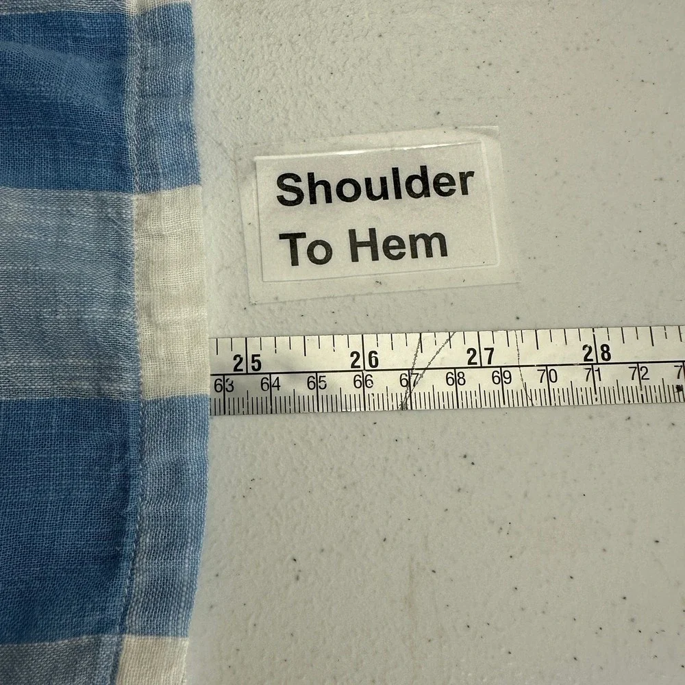 Womens Cottagecore Gingham Top Size XL Cotton Picnic Farmhouse Minimalist Blue - Picture 7 of 8